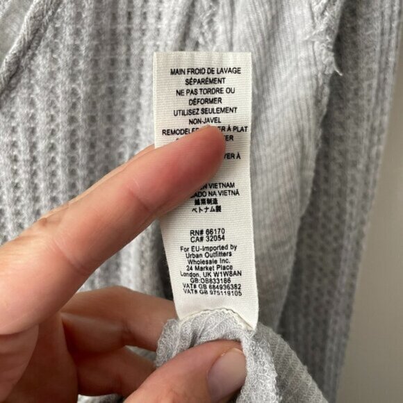 FREE People Catalina Thermal Long Sleeve Shirt V-Neck Pullover Gray XS - Picture 4 of 6